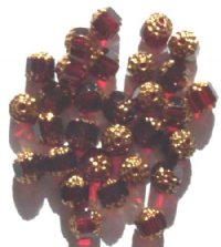 30 8mm Faceted Garnet with Gold Coated Ends